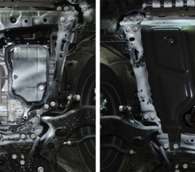 Защита картера и КПП с вырезом под глушитель для Toyota Rav4 (2006-2013) «Rival» 111.9506.1