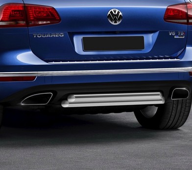 Защита заднего бампера d57+d57 для Volkswagen Touareg (2010-2015-) «Rival» R.5801.010