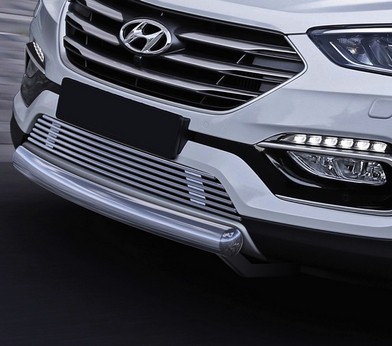 Защита переднего бампера 75x42 овал короткая для Hyundai Santa Fe Premium (2015-2016) «Rival» R.2309.002