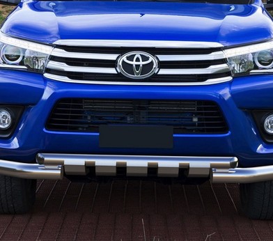 Защита переднего бампера d76+d57 с профильной защитой картера для Toyota Hilux (2015-) «Rival» R.5716.003