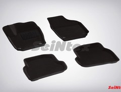 Коврики салона 3D Volkswagen Polo V (2010-н.в.) седан черные «Seintex»